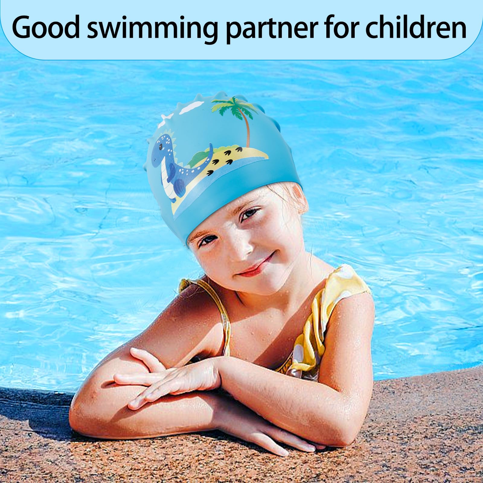 3 Badekappen Für Kinder – Silikon, Wasserdicht, Mit Dino-Motiv, Für Jungen 6–12 Jahre 3 Badekappen Für Kinder – Silikon, Wasserdicht, Mit Dino-Motiv, Für Jungen 6–12 Jahre