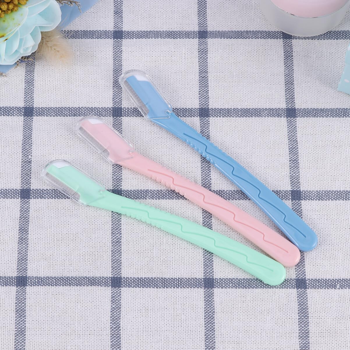 SOLUSTRE 3pcs Stainless Steel Eyebrow Razor Set for Women Portable Grooming Kit Safety Knives and Makeup Tool Random Color