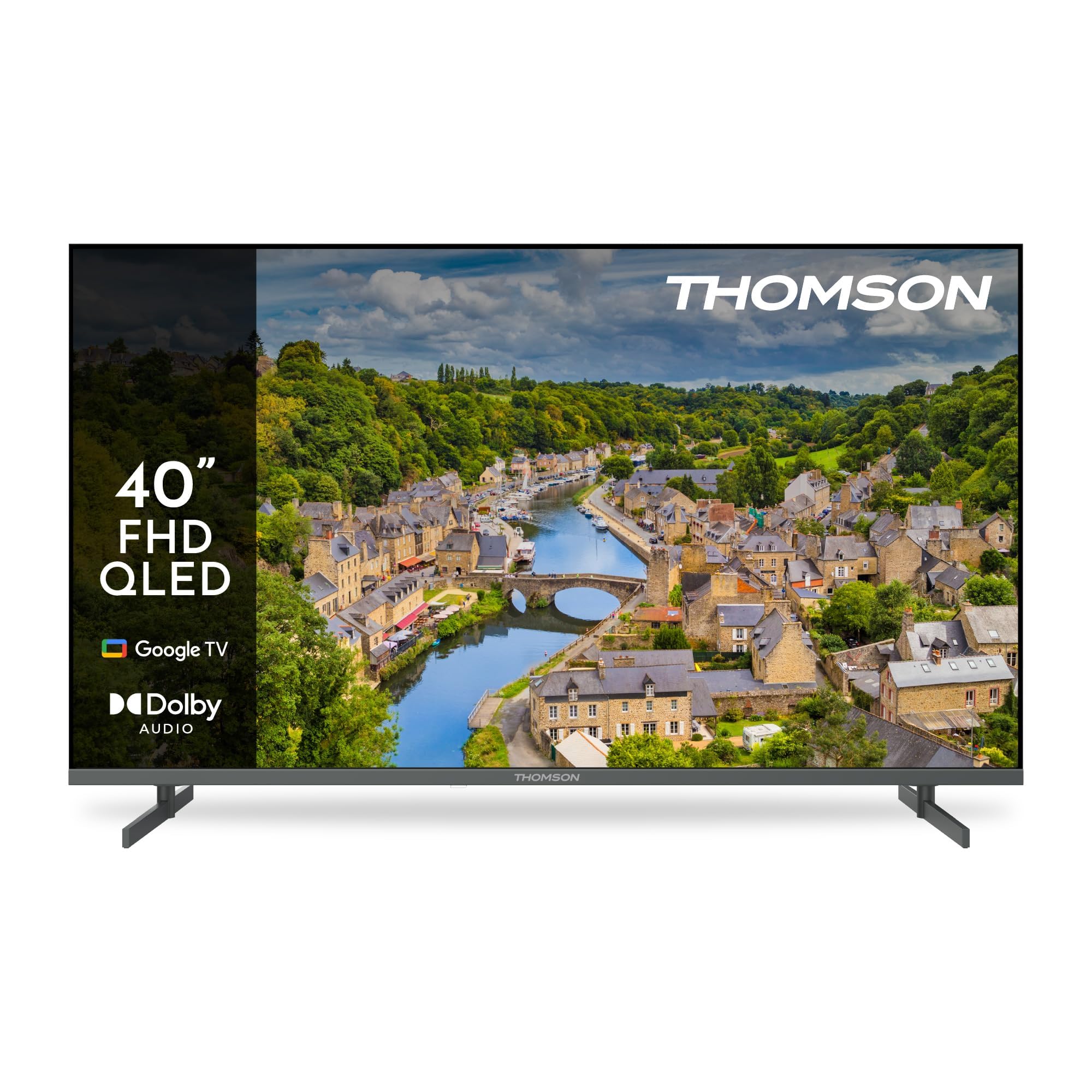 Thomson TV 40 İnç (101 cm) FHD QLED Smart Google TV, Sesli Kontrol, Google Cast, Dolby Audio, HDR10, WiFi, Bluetooth, 3x HDMI, Gri, 40FQG3S15K