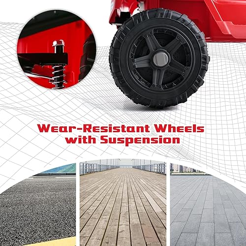 Miniatura 8 de OLAKIDS Camión de paseo para niños, vehículo eléctrico de 12 V con control remoto, juguete a batería para niños pequeños con 2 velocidades,