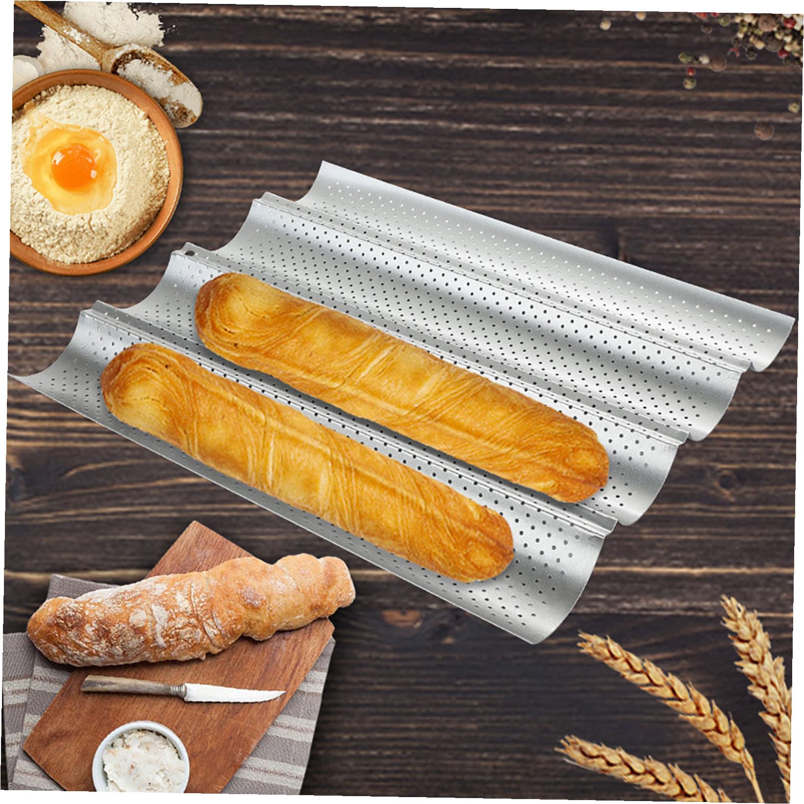 Vierfach Baguette Backblech aus Antihaft Stahl Französische Brotform Energiesparend für Küche und Bäckerei