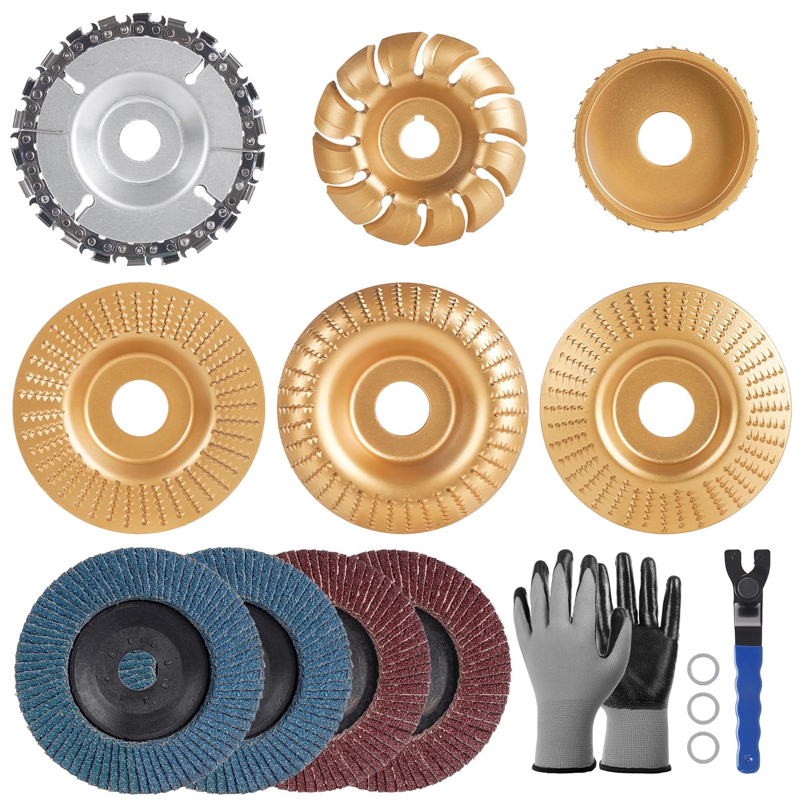 Wood Carving Disc Set for Angle Grinder - 15 Piece -1