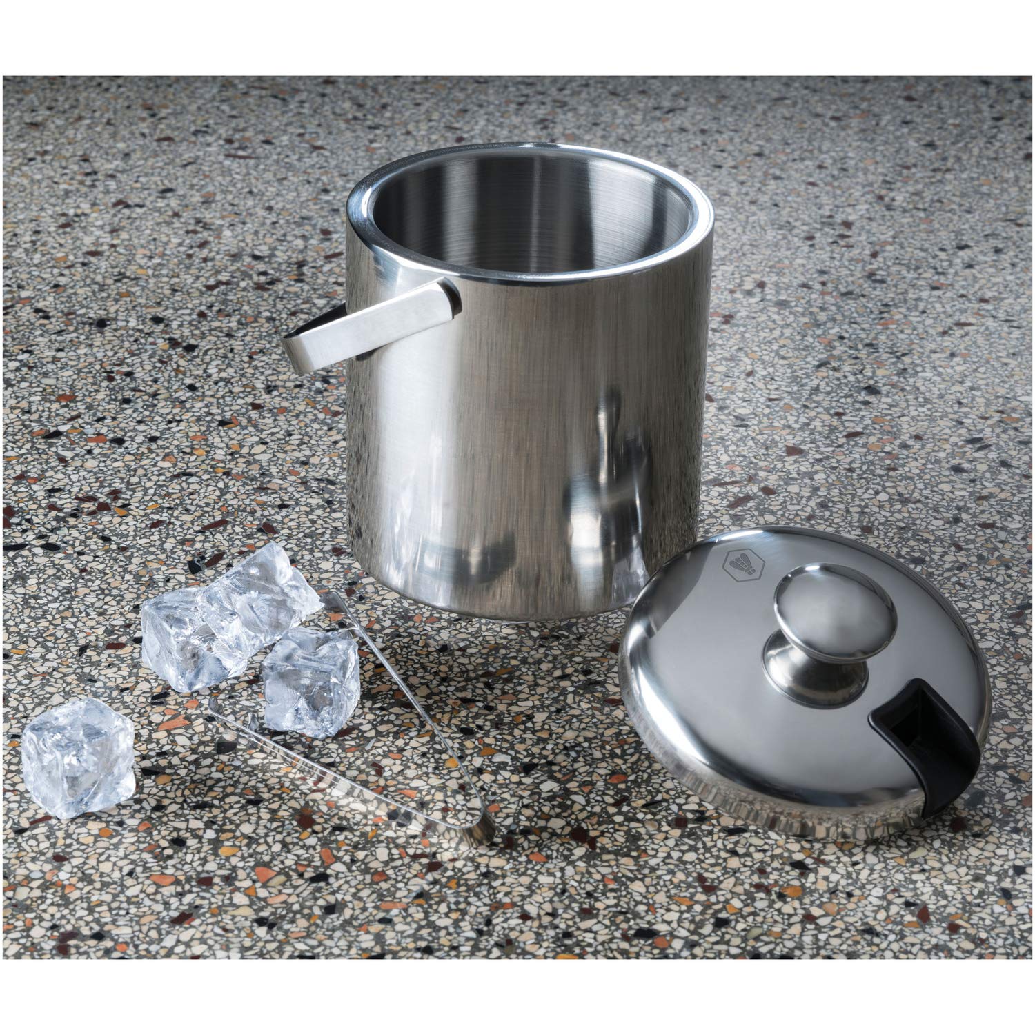 LAGUIOLE - Coffret seau à glaçons - Seau, Pince, Couvercle et Plateau égouttoir - Acier inoxydable - Contenance: 1,3L - Indispensable pour vos repas d'été