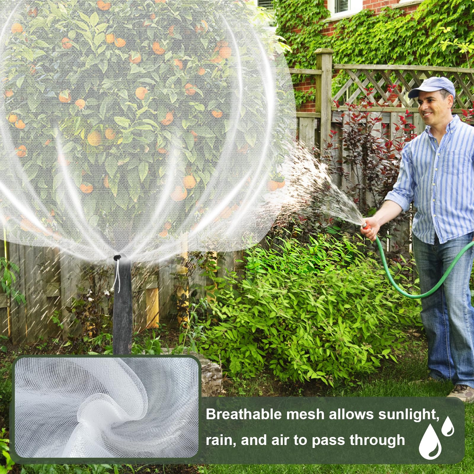 2 bolsas grandes de red para árboles frutales de 8 x 8 pies, cubierta de red para árbol con cremallera y cordón, red de malla para plantas, arándanos, arbustos, pájaros, protección de jardín,