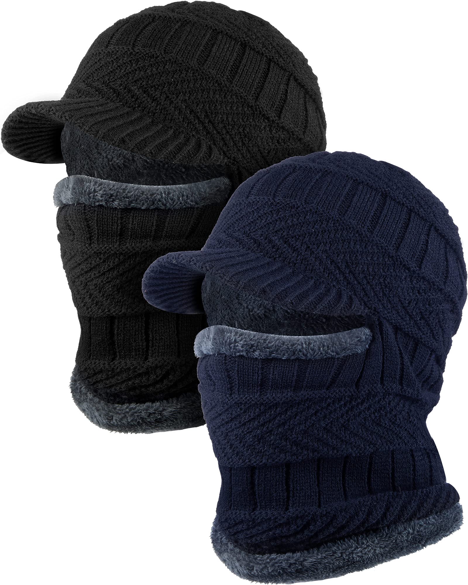 2/3 Pcs Winter Knitted Balaclava Hat Warm Cycling Ski Mask Face Covering Hat Neck Gaiter for Winter Outdoor Sports