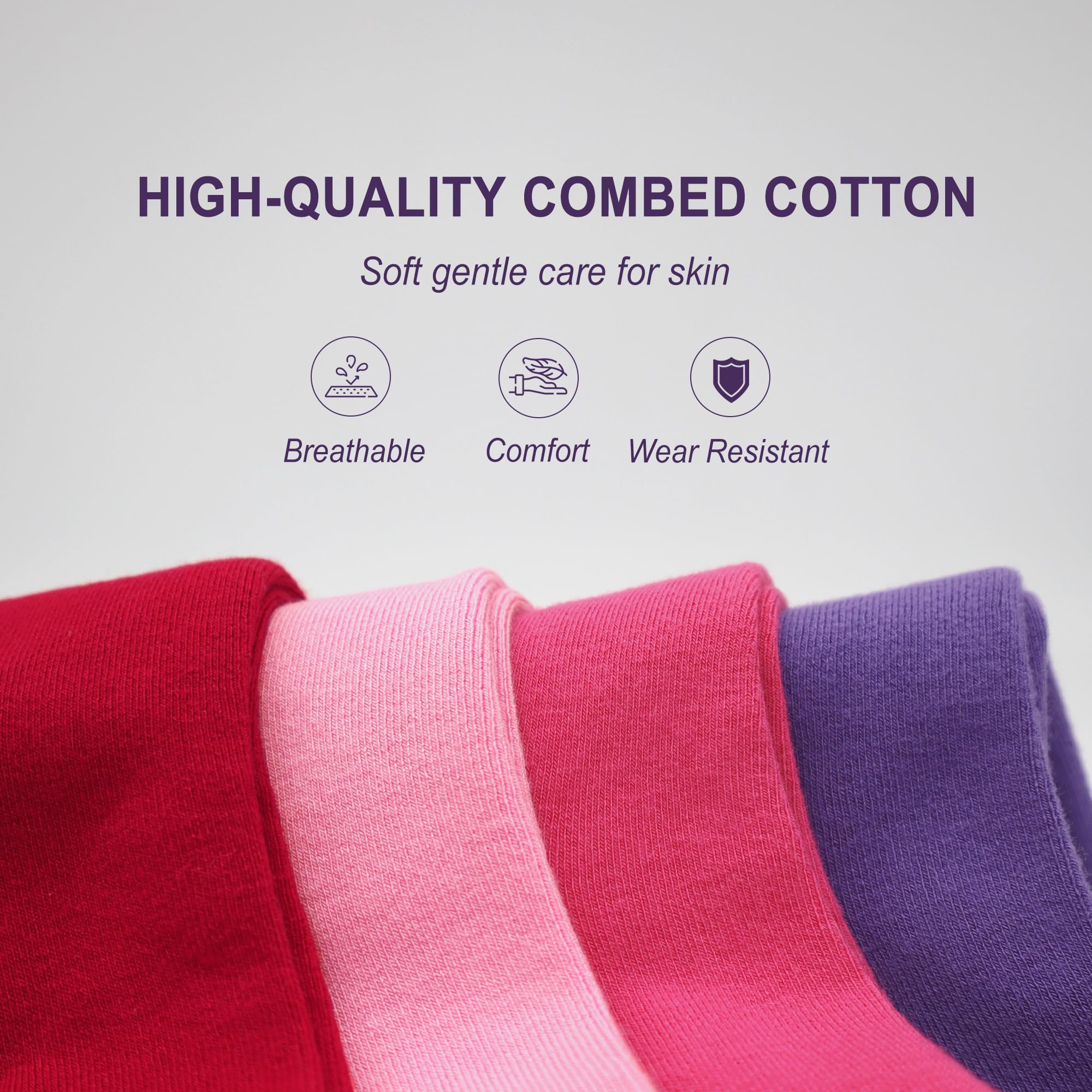 Lot de 4 paires de chaussettes fines en viscose de coton peigné pour femme - Respirantes et douces - Cadeau confortable