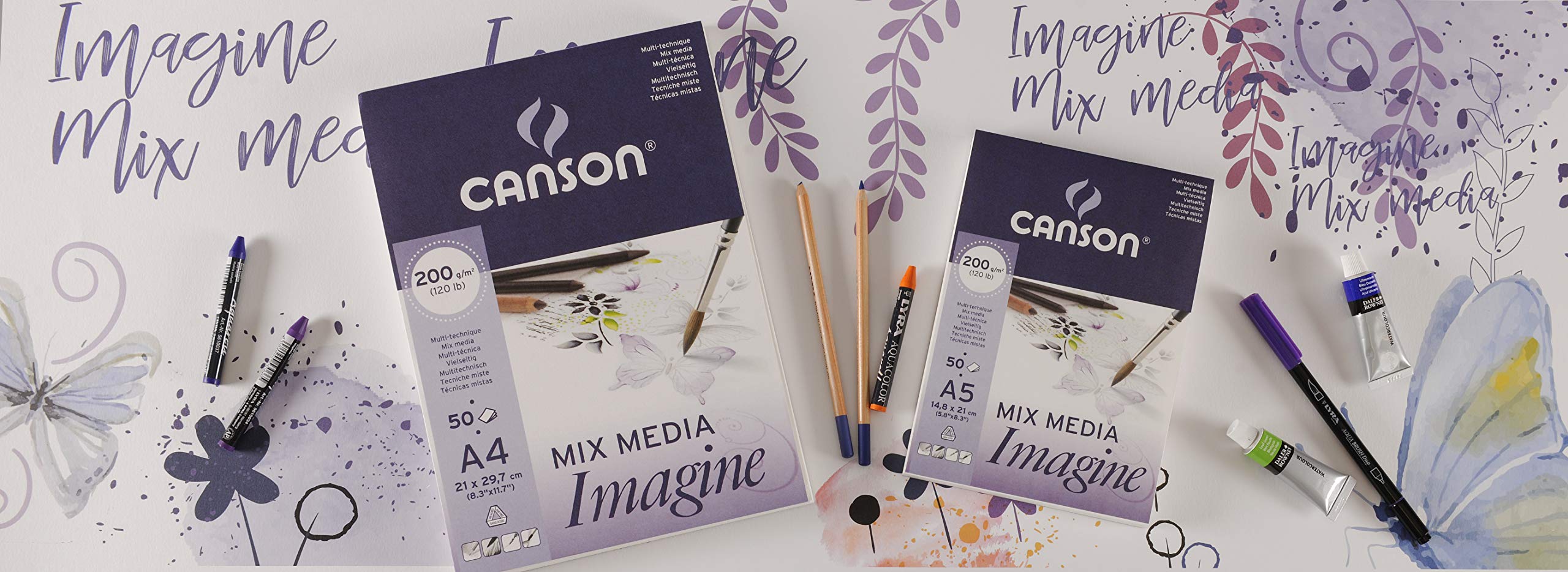 Canson 200006003 Imagine Mix-Media Papier, A2, rein weiß & 200006008 Imagine Mix-Media Papier, A4, rein weiß