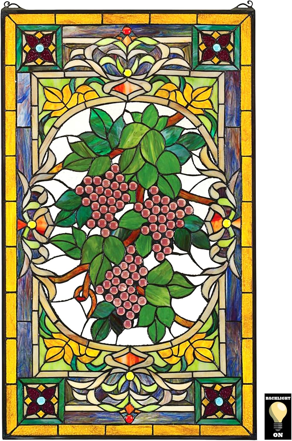 Buy Stained Glass Panel Fruit of the Vine Grape Stained Glass Window