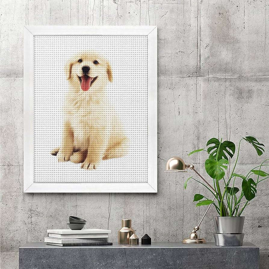犬の刺繍画　ゴールデンレトリバー　額入り 犬の刺繍画 ゴールデンレトリバー 額入り - メルカリ