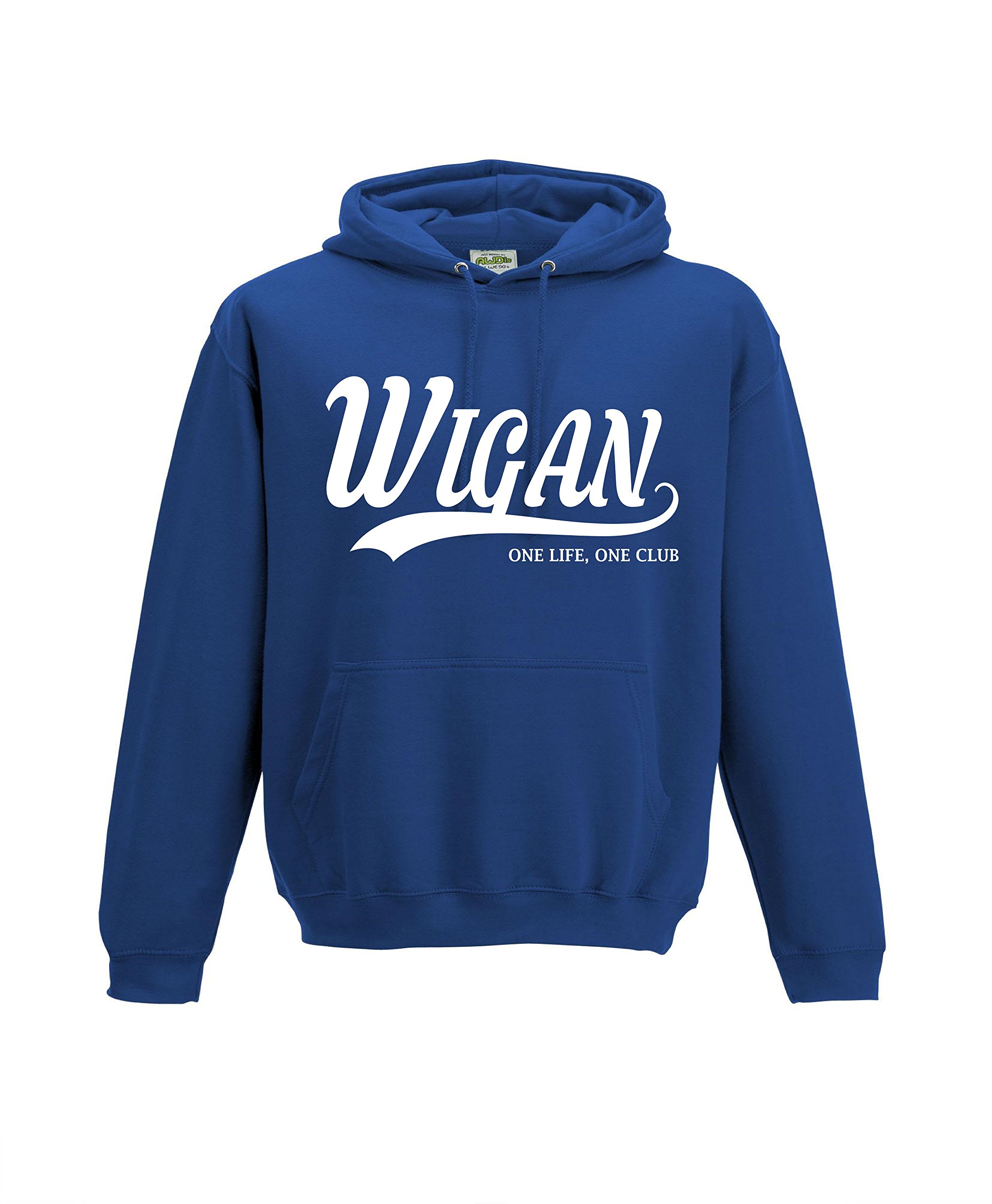 All About The Print Men's Blue Wigan Football Gift - Hoodie One Life One Club Top Jumper Sweatshirt Present Fh55 (Adult Xxl, )