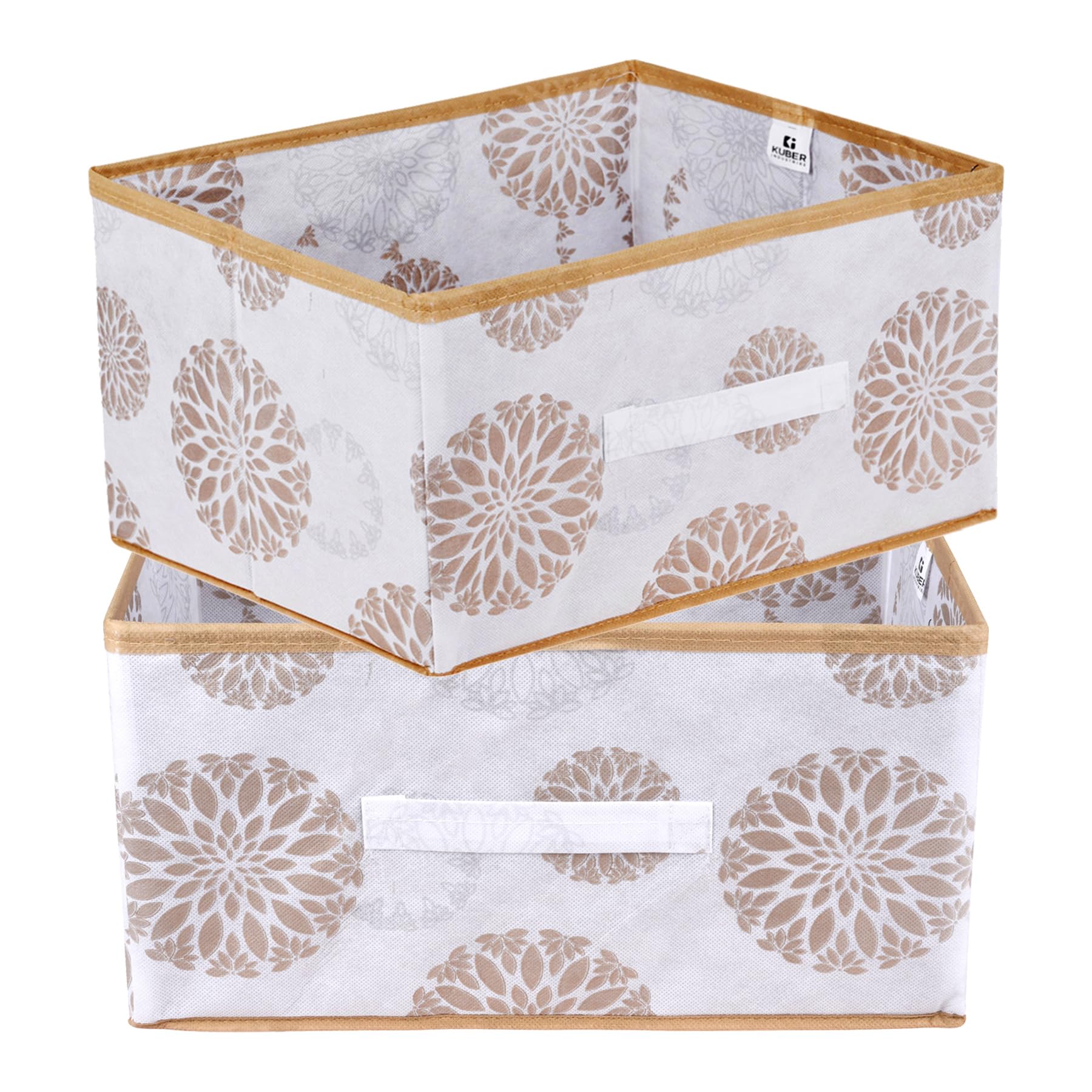 Kuber Industries Pack of 2 Drawer Box | Foldable Clothes Organizer | Storage Bin for Clothes | Wardrobe Organizer for Books-Toys | Closet Storage Box with Handle | Gola-Print | White (B0CWH6W5X4) Amazon Price History, Amazon Price Tracker