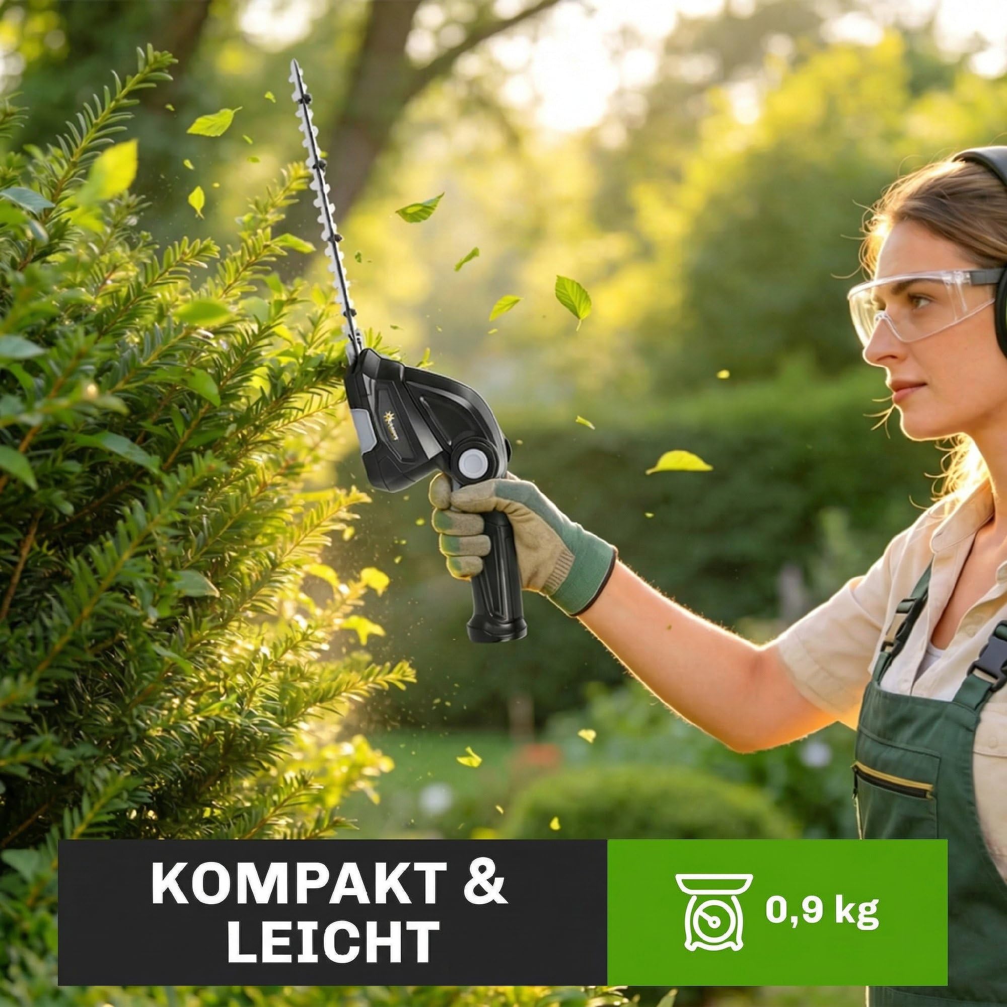 Outsunny 2-w-1 Nożyce akum. do żywopłotu 2x7,2V 2,0Ah 2ostrza czarny | Nożyce elektryczne do żywopłotu i krzewów ładowalne wymienne ostrza do gałęzi krzewów gałązek