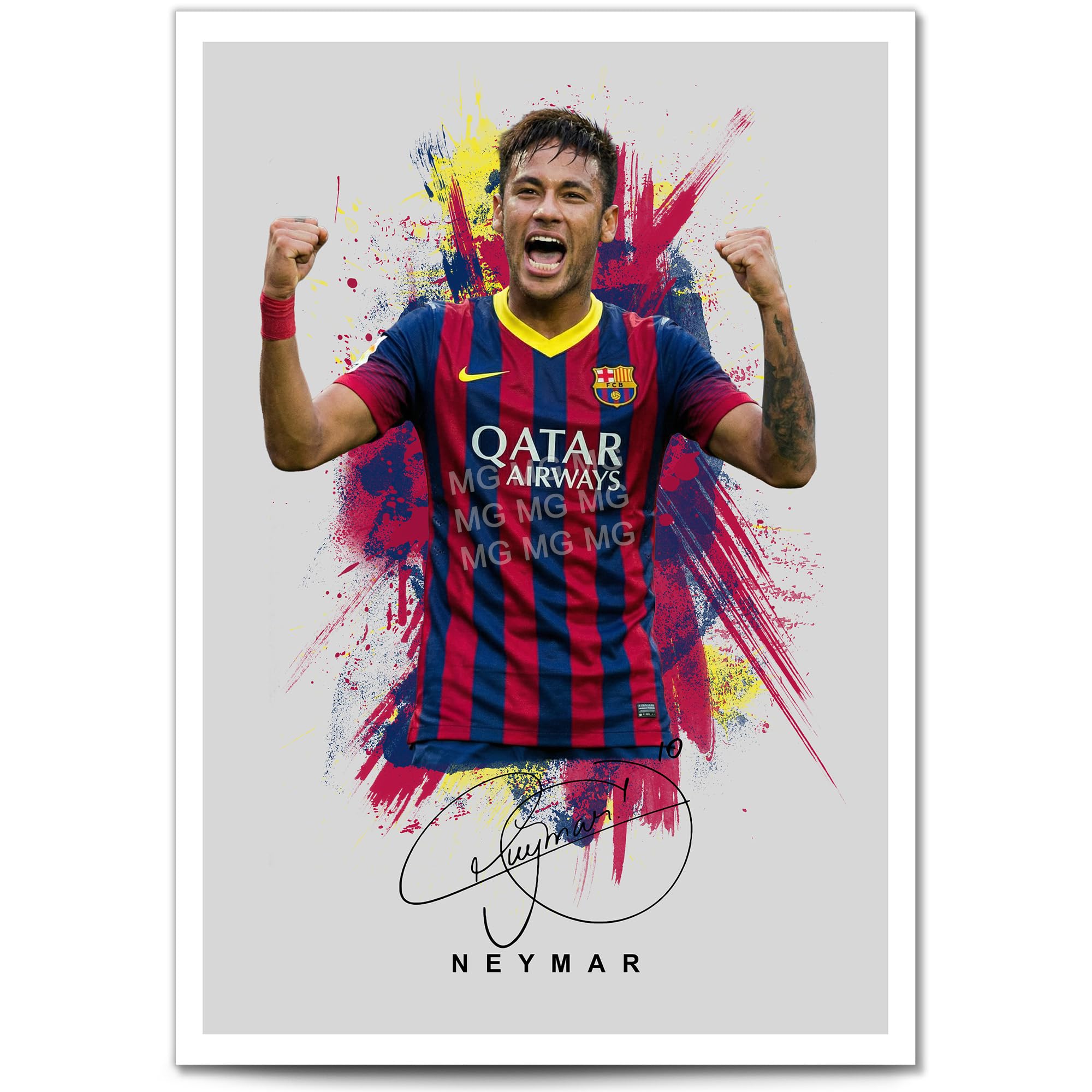 Neymar Brazil Signed Photo Poster A4/A3 Print Picture Display Framed Autograph Memorabilia Gift Football Fans Santos Barcelona PSG (Neymar PSG, Grey A3 print unframed)