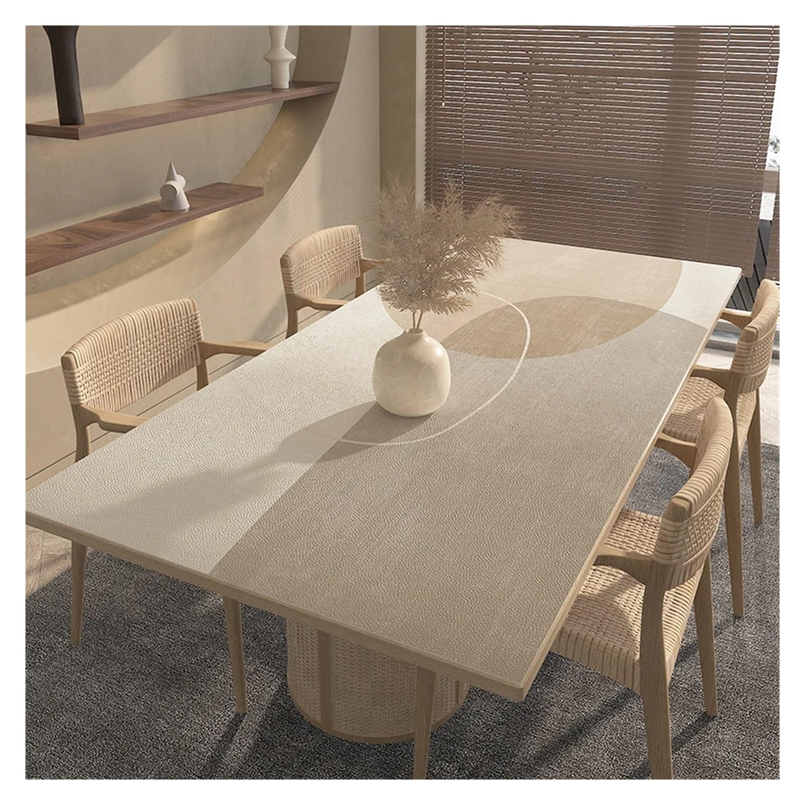 XIUsheUA tablecloth Desktop Protection Pad Apricot Kitchen PVC Leather Tablecloth Waterproof Anti-scalding Table Mat Anti-slip Decoration Household(GU1217-ZD,90x180cm)