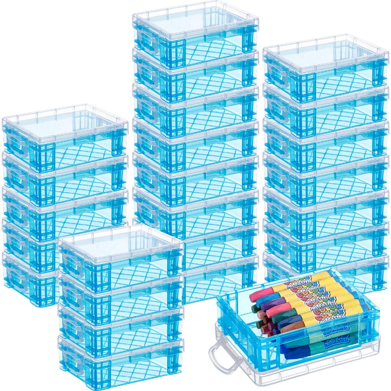 Suzile 25 Pcs Plastic Crayon Boxes Bulk,Blue
