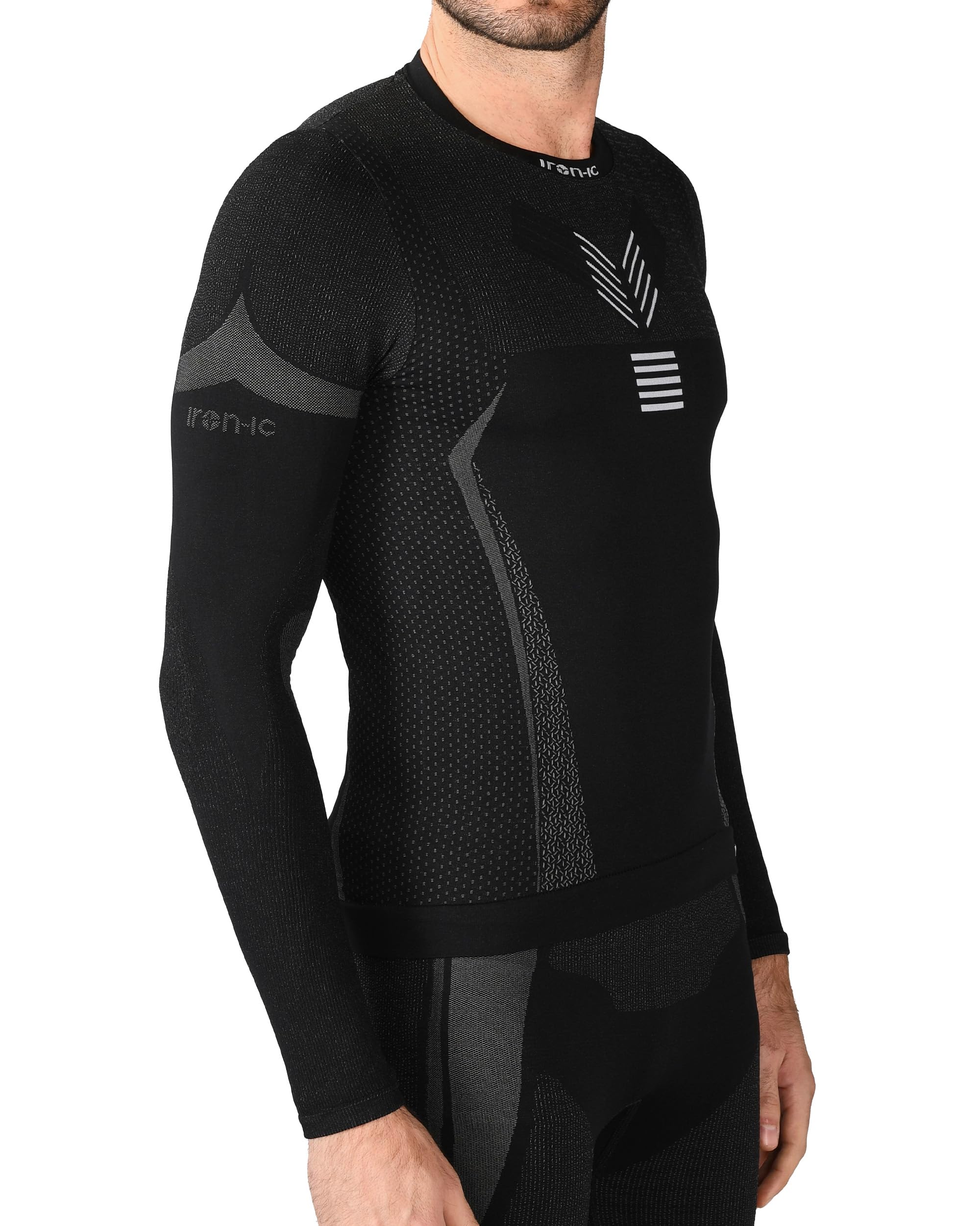 Iron-Ic - T-Shirt Uomo Maniche Lunghe Thermic Seamless Leggera e Traspirante con Zone Ventilate - Fitting Slim Compression - Art. 201658