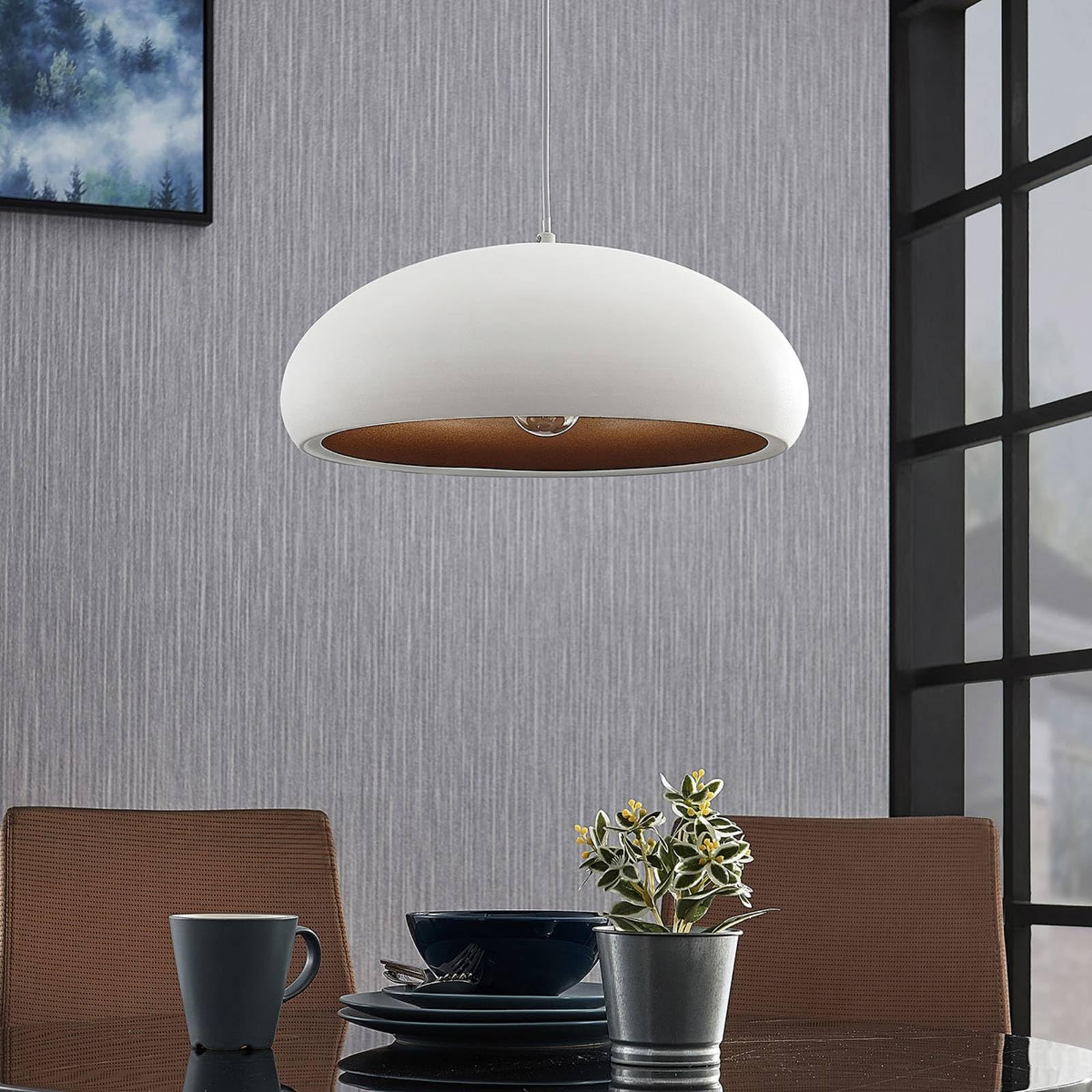 Lindby Lámpara colgante Gerwina (Moderno) en Blanco hecho de Metal e.o. para Salón & Comedor (1 llama, E27) lámpara techo