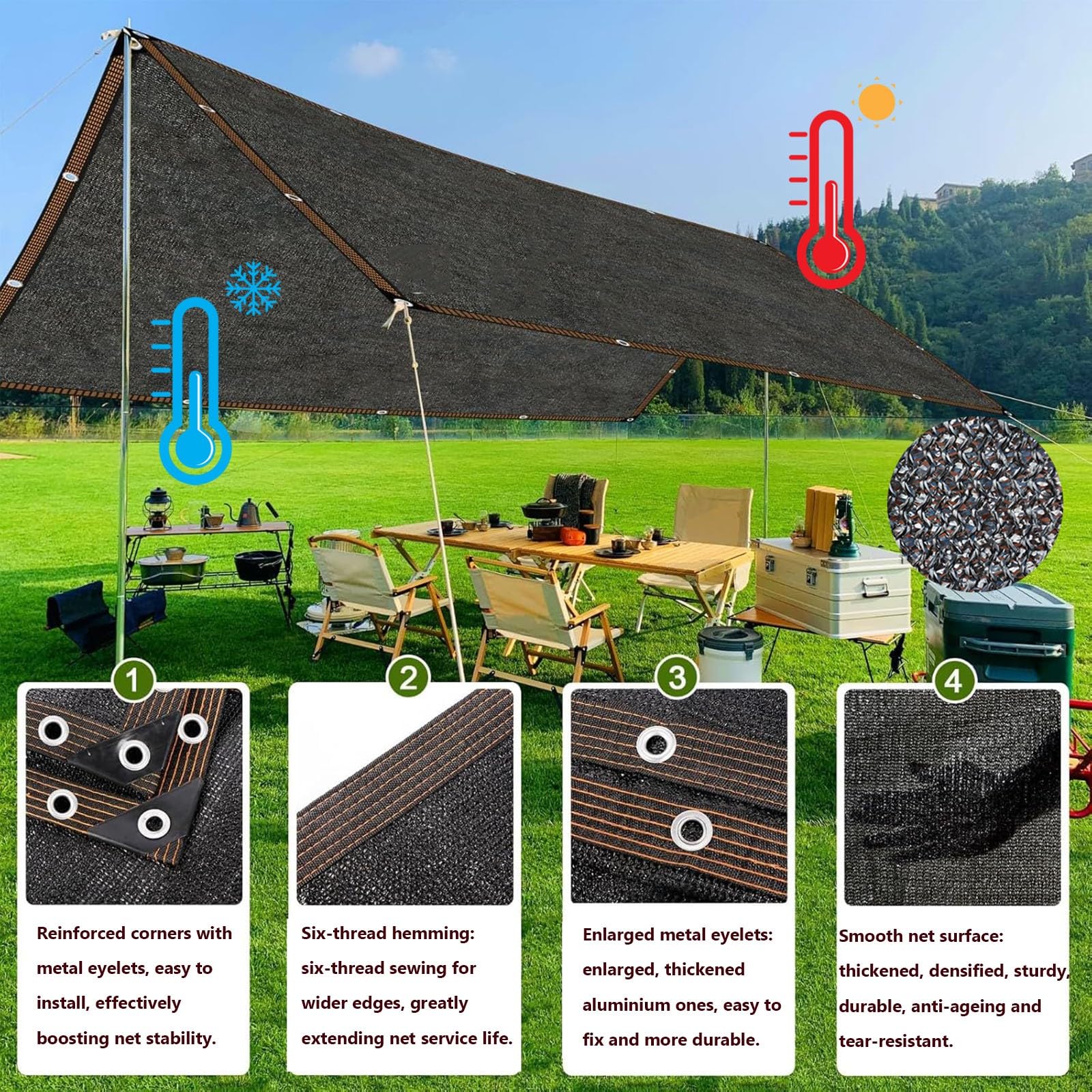 Verde Malla de Sombreo Jardín, Red de Sombra Exterior HDPE Transpirable, Protección UV y Resistente al Viento para Invernadero Plantas Pergola(Green,8x10m)