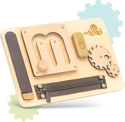 Miniatura 9 de deMoca Tablero de actividades para niños de 1 año, juguete sensorial para niños pequeños, juguetes de viaje Montessori con actividades educativas