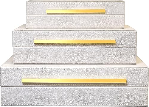 Miniatura 1 de Caja decorativa moderna de piel sintética de Shagreen, cajas de almacenamiento decorativas con tapas para decoración del hogar, organizador grande