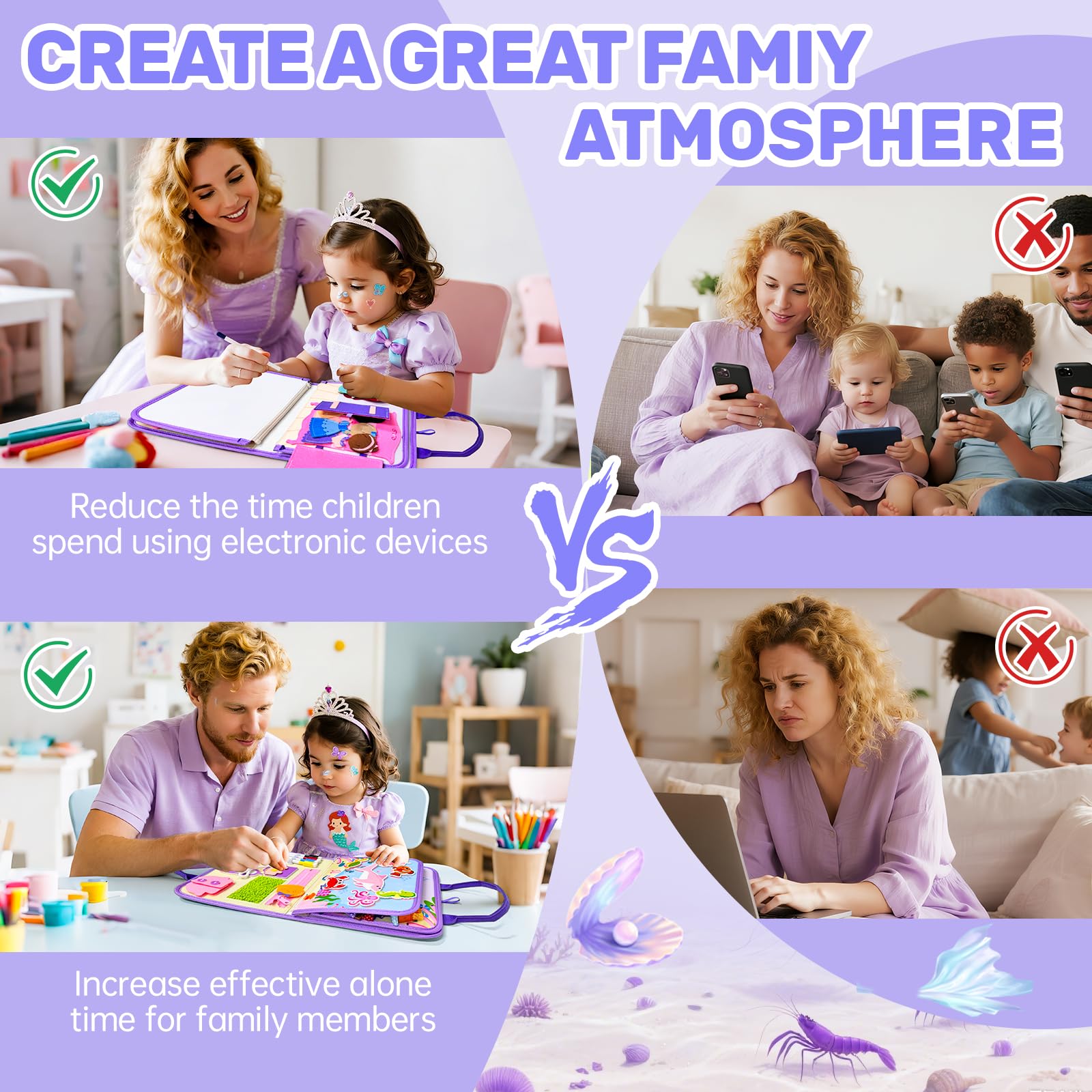 Sumtoco Busy Board, Montessori 2 Anni, Giochi Bambini 2 Anni, Libro Montessori Interattivo, Pannello Sensoriale Bambina, Giochi da Viaggio, Libri Sensoriali, Regalo Bambina 3 Anni, Libri per Bambini