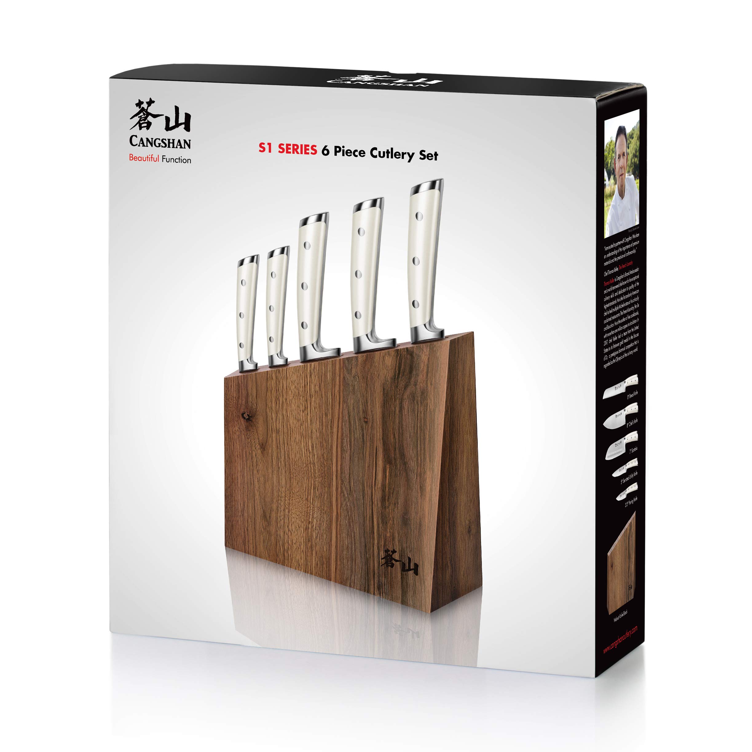 Cangshan S1 Series 1026047 German Steel Forged 23-Piece Knife Block Set: 6-piece Block Set White