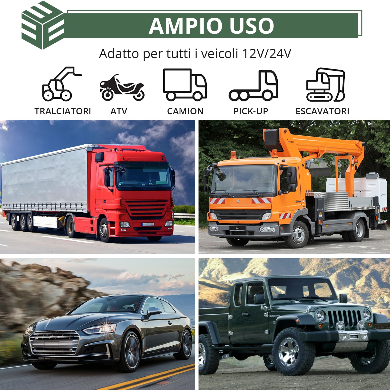 EYPINS 8 x 12 LED Luci di Avvertimento di Emergenza 12V/24V,14 Modalità Lampeggiante,Impermeabile IP65,Luce Lampeggiante per Trattore Auto Camion
