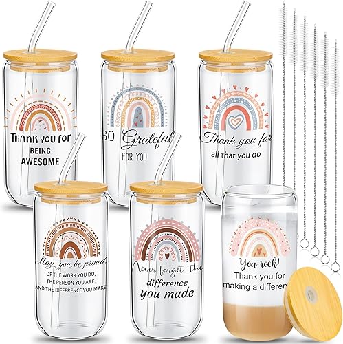 Miniatura 12 de Juego de 6 regalos de agradecimiento para empleados, regalo de equipo de agradecimiento a granel, compañeros de trabajo, lata de 16 onzas, vaso