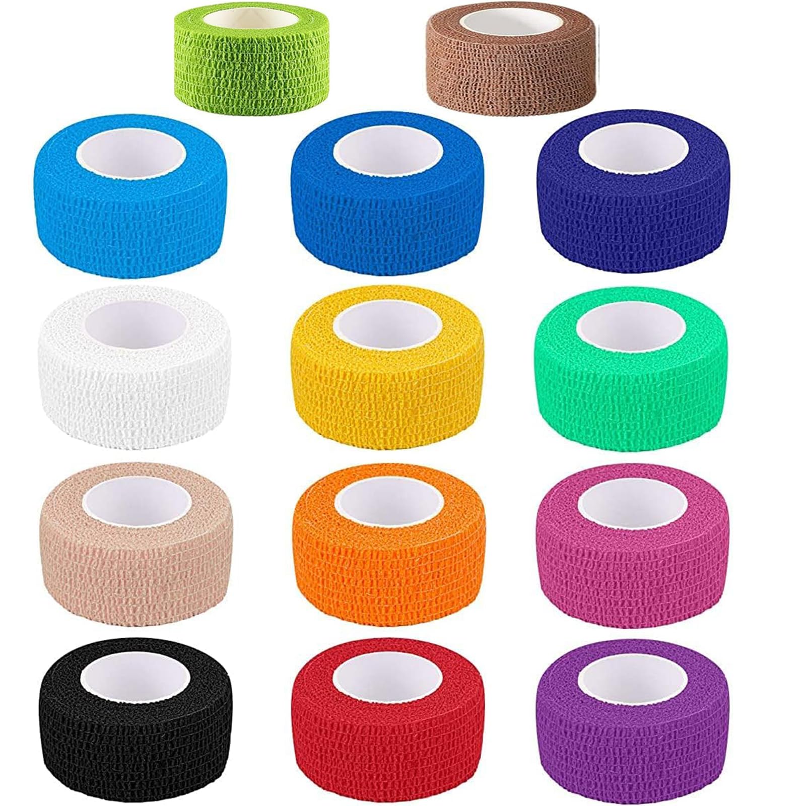 QNLEMON Venda Cohesiva,14 Rolls Vendas Autoadhesivas Bendaje Adhesiva Deportiva Venda Elastica para Muñeca Dedos Lesiones Deportivas,Hinchazón y Venda para Mascotas (2,5 cm x 4,5 m)