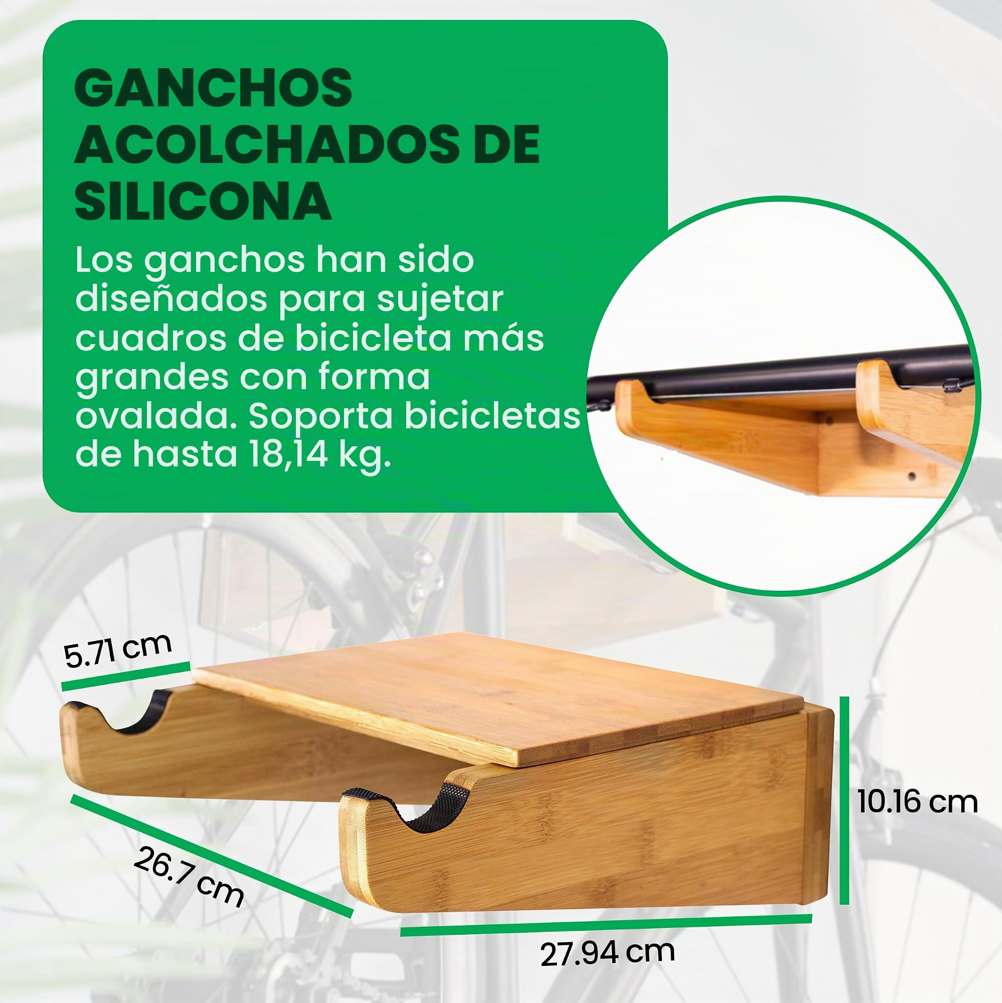 Soporte de pared para bicicletas – Portabicicletas Indoor de COR | Armario de bambú con estante extraíble para el almacenaje de bicicletas