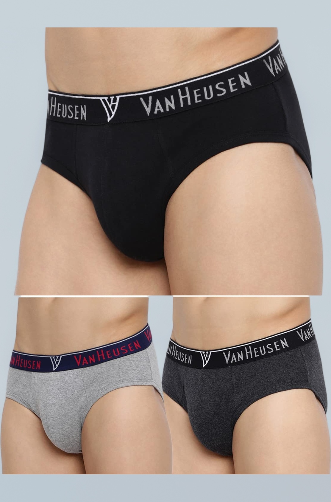 Men Anti Bacterial Briefs - 100% Cotton - Pack of 3 - Colour Fresh, Moisture Wicking