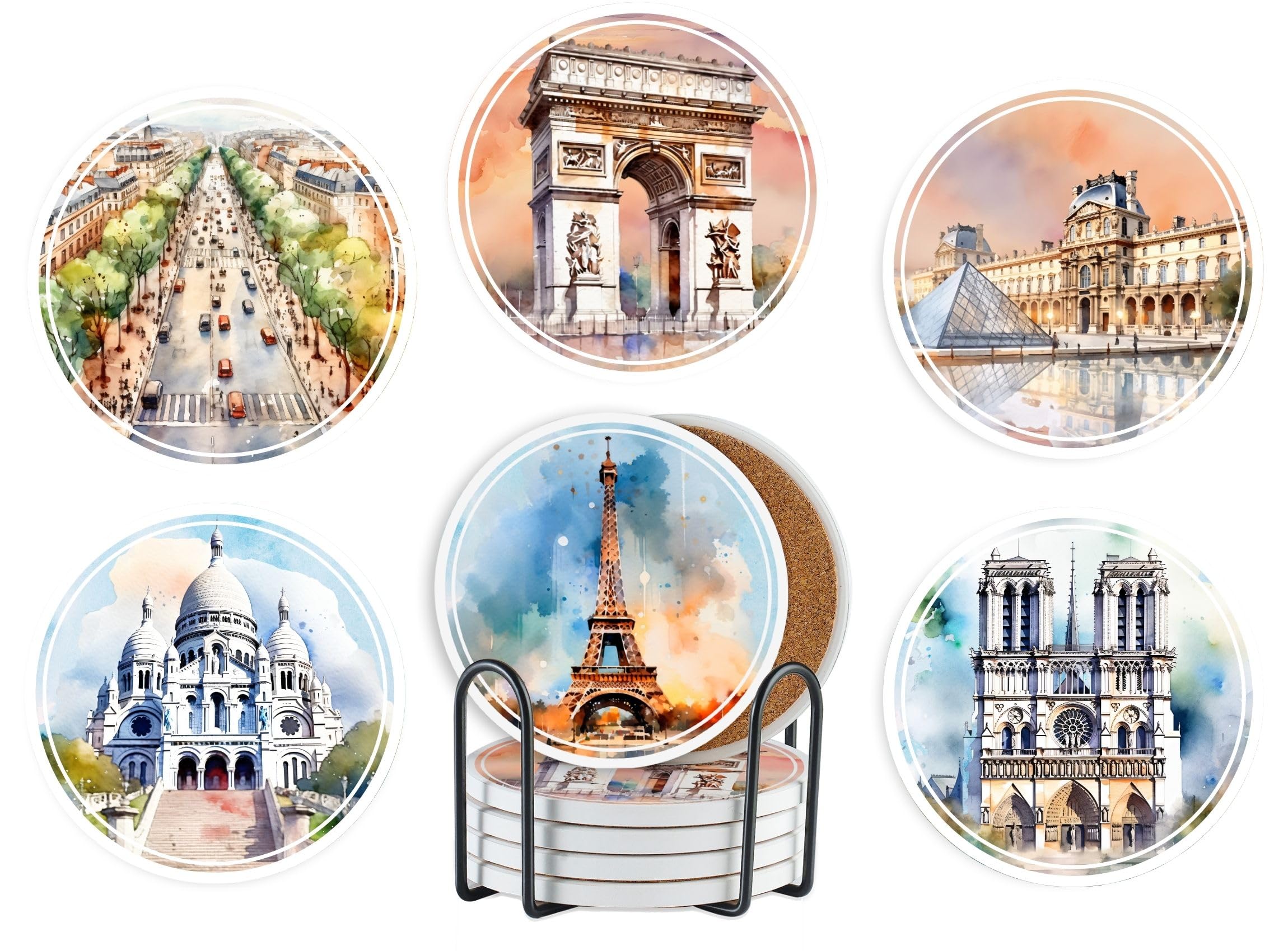 Dessous de verre céramique absorbant avec base liège contre les taches de table