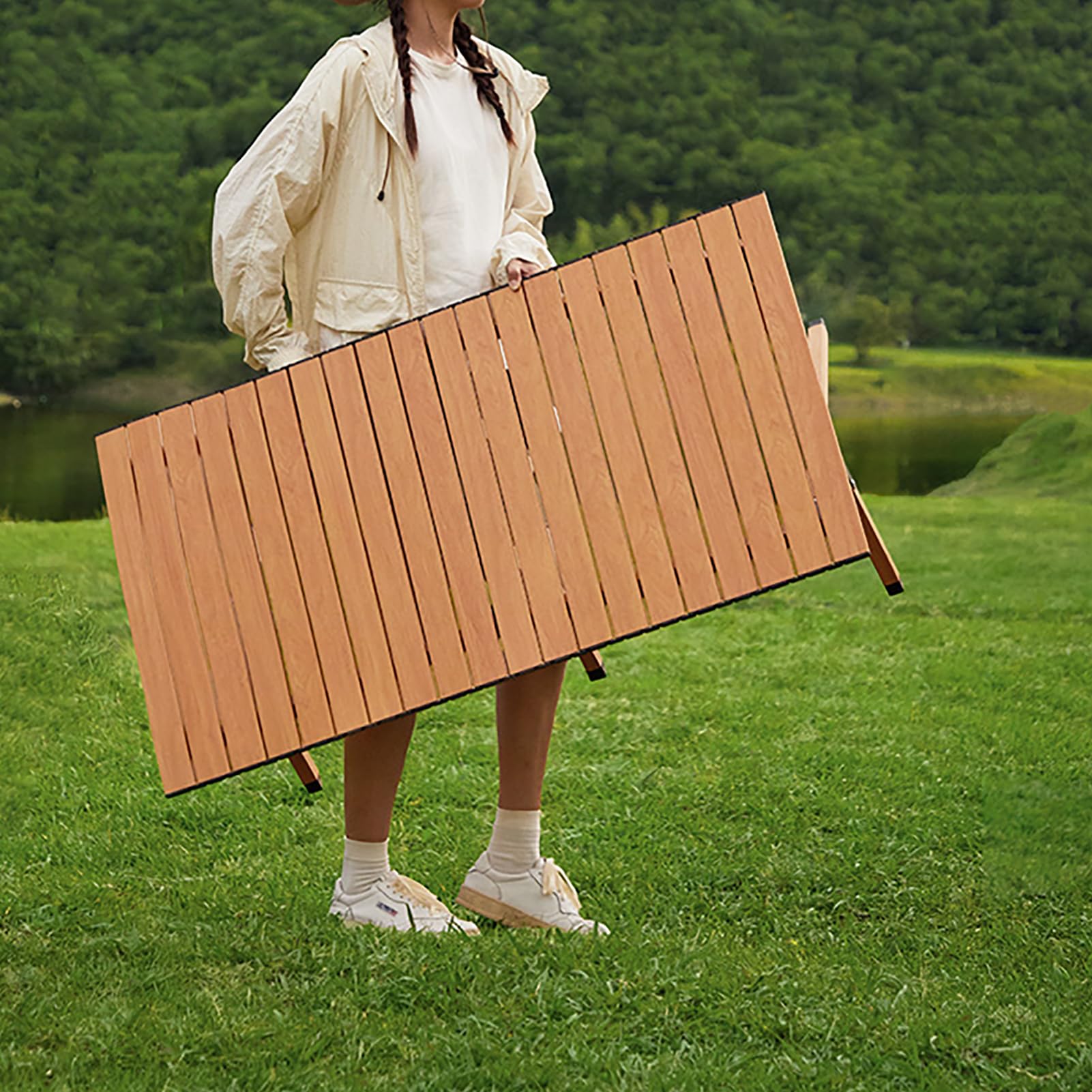 Tavolo da Giardino Compatto con Borsa 120x60x43cm, Tavolo Campeggio Pieghevole in Carbonio, Tavolo da Campeggio in Carbonio Pieghevole, Tavolino Salvaspazio, per Spiaggia, Escursionismo