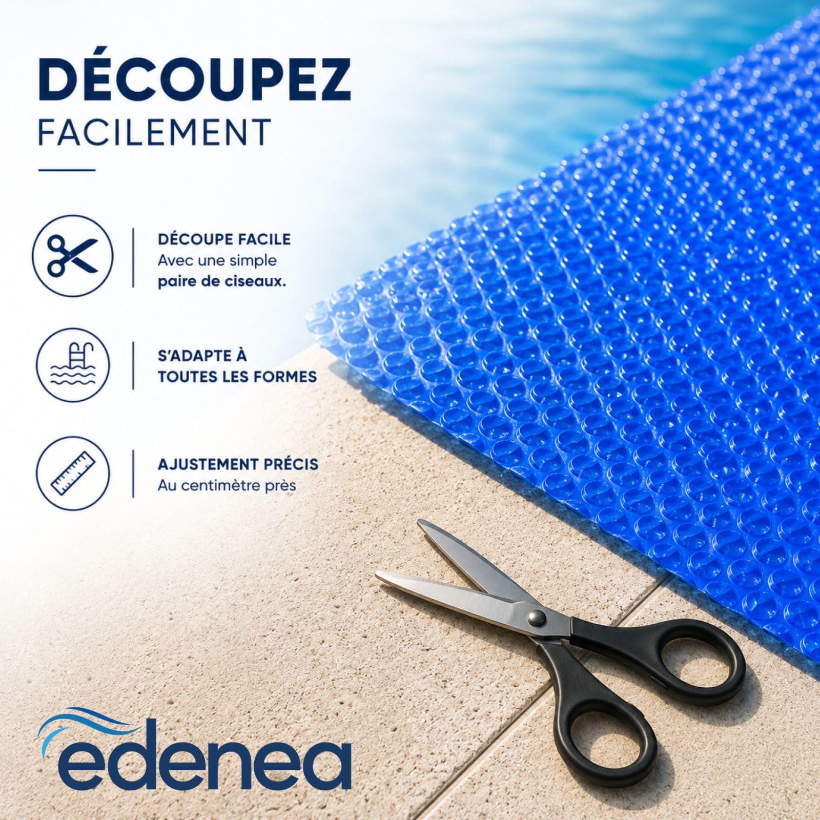 Bâche à Bulles Solaire Piscine 10 x 5 m - Epaisseur Pro 400 Microns - Bleu - Recoupable - Oeillets Offerts