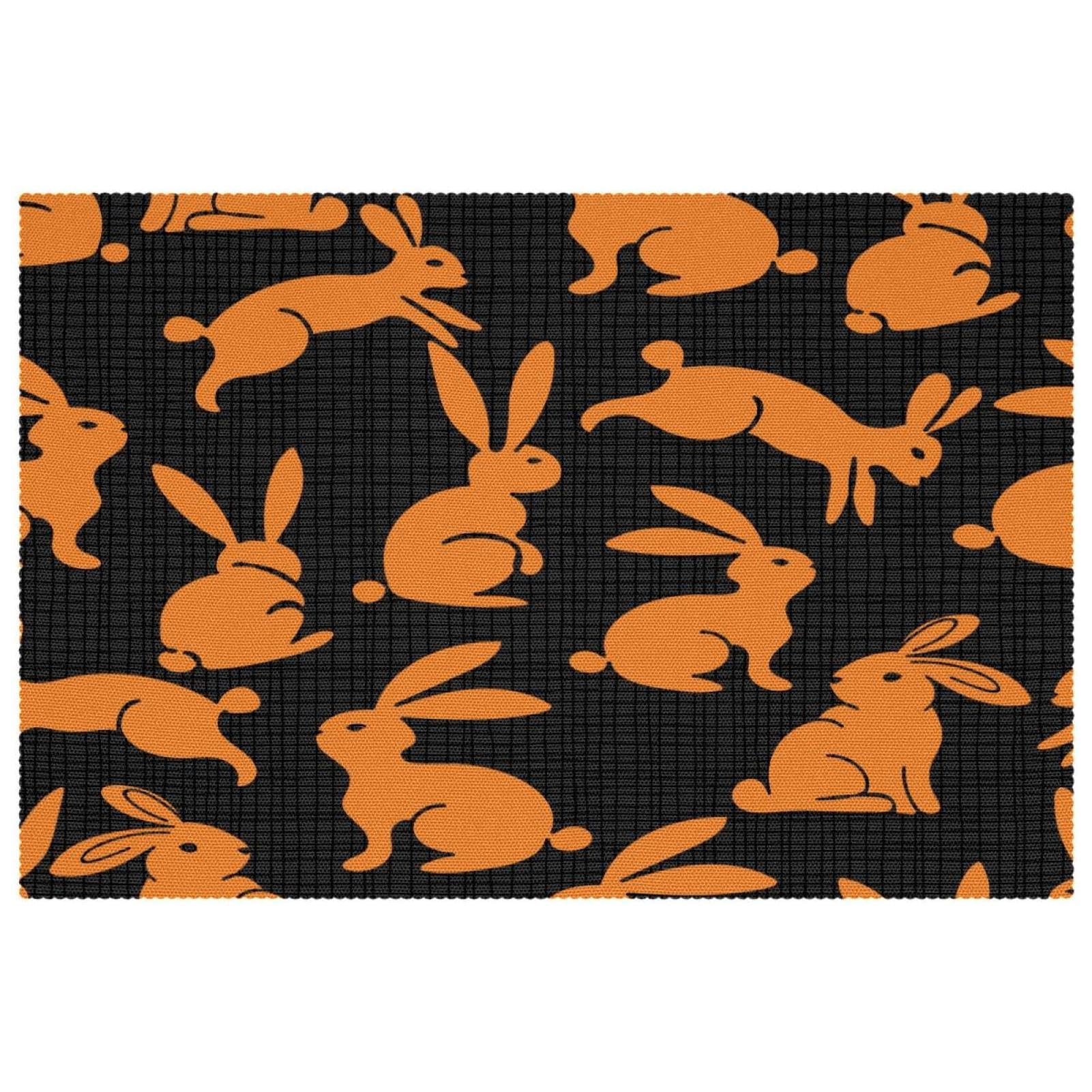 Sets de table thermorésistants lavables orange motif lapin