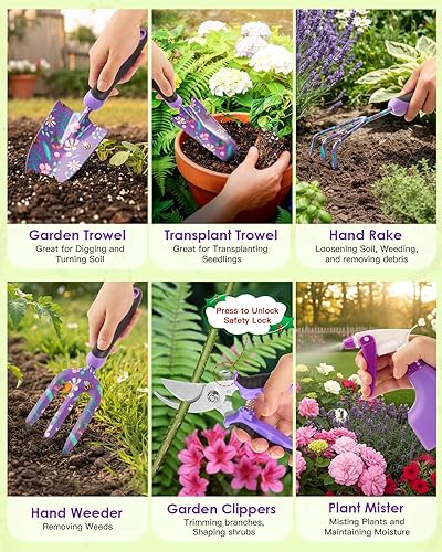 Miniatura 6 de Calendario de Adviento de regalos de jardinería 2025 para mujer, juego de herramientas manuales de jardín de 12 piezas con bolsa de almacenamiento