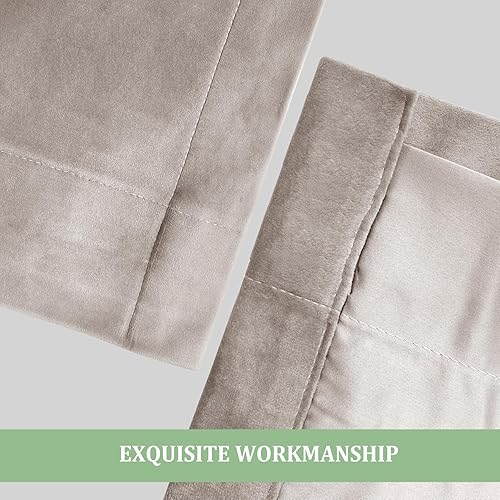 Miniatura 5 de Tisjoran Cortinas plisadas súper suaves de terciopelo de lujo de 100 pulgadas de ancho x 84 pulgadas de largo, cortinas extra anchas para oscurecer