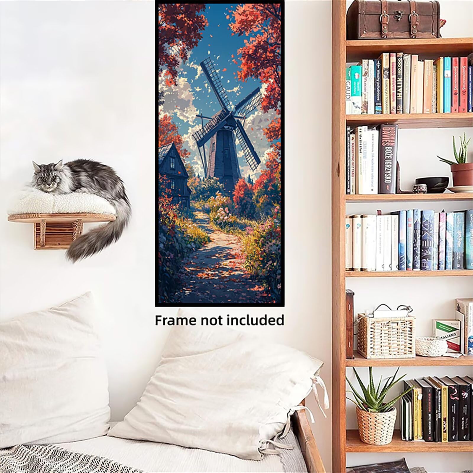 Mulini Eolici Dipingere z i Numeri Adulti, Misura XXL 80 x 240 cm, Giardino 1 farba według liczb zestaw Principianti z 3 groszkami, zestaw Fai Da Te, Hobby Creativi Adulti Decorazioni, (Senza Cornice