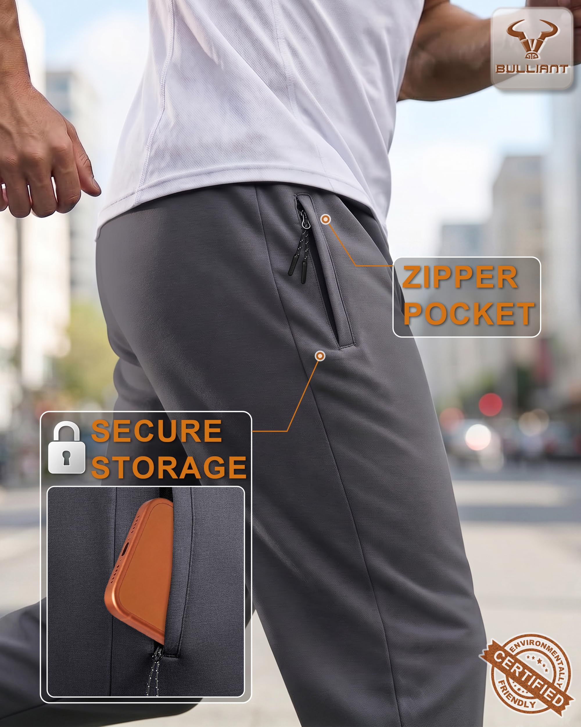 BULLIANT Jogginghose Herren 2er, Hosen Herren Schlupfhose Jogginghosen Männer Freizeithose Sporthose Reisverschlusstaschen