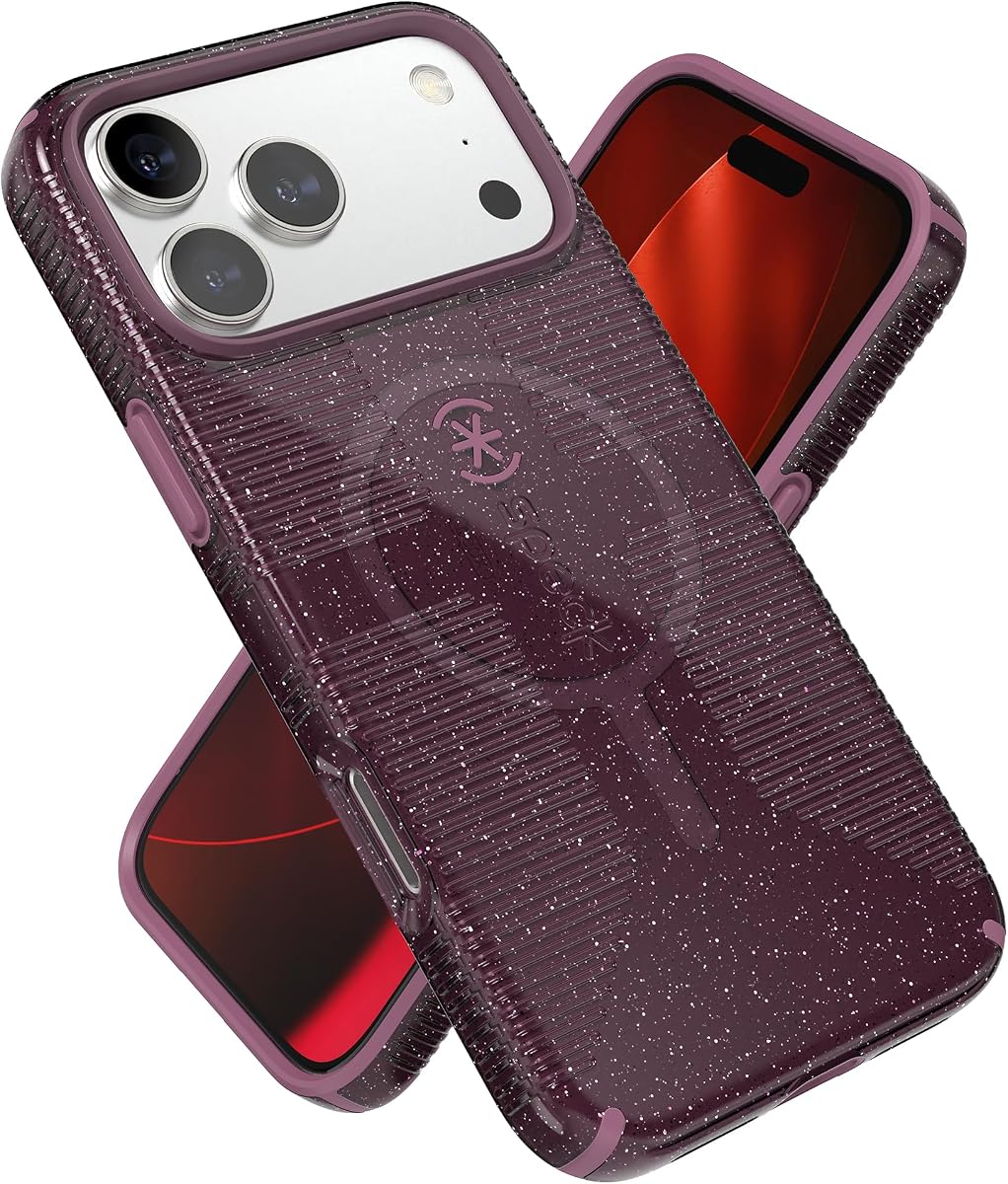 CANDYSHELL Grip +MS Case for iPhone 17 Pro Max - Plumberry Glitter | Slim Protective Grip | Drop Protection | MagSafe Compatible