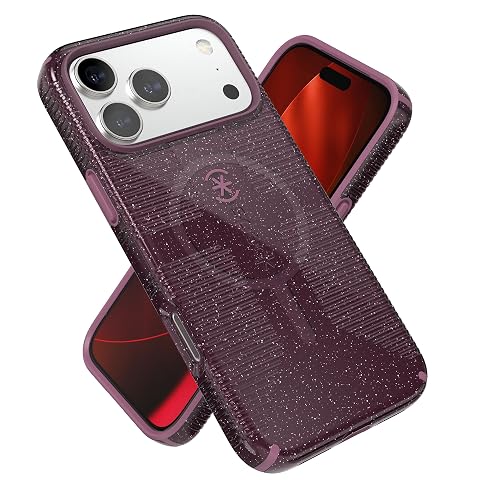 Speck CANDYSHELL Grip MS Case for iPhone 17 Pro Max - Plumberry Glitter Slim Protective Grip Drop Protection