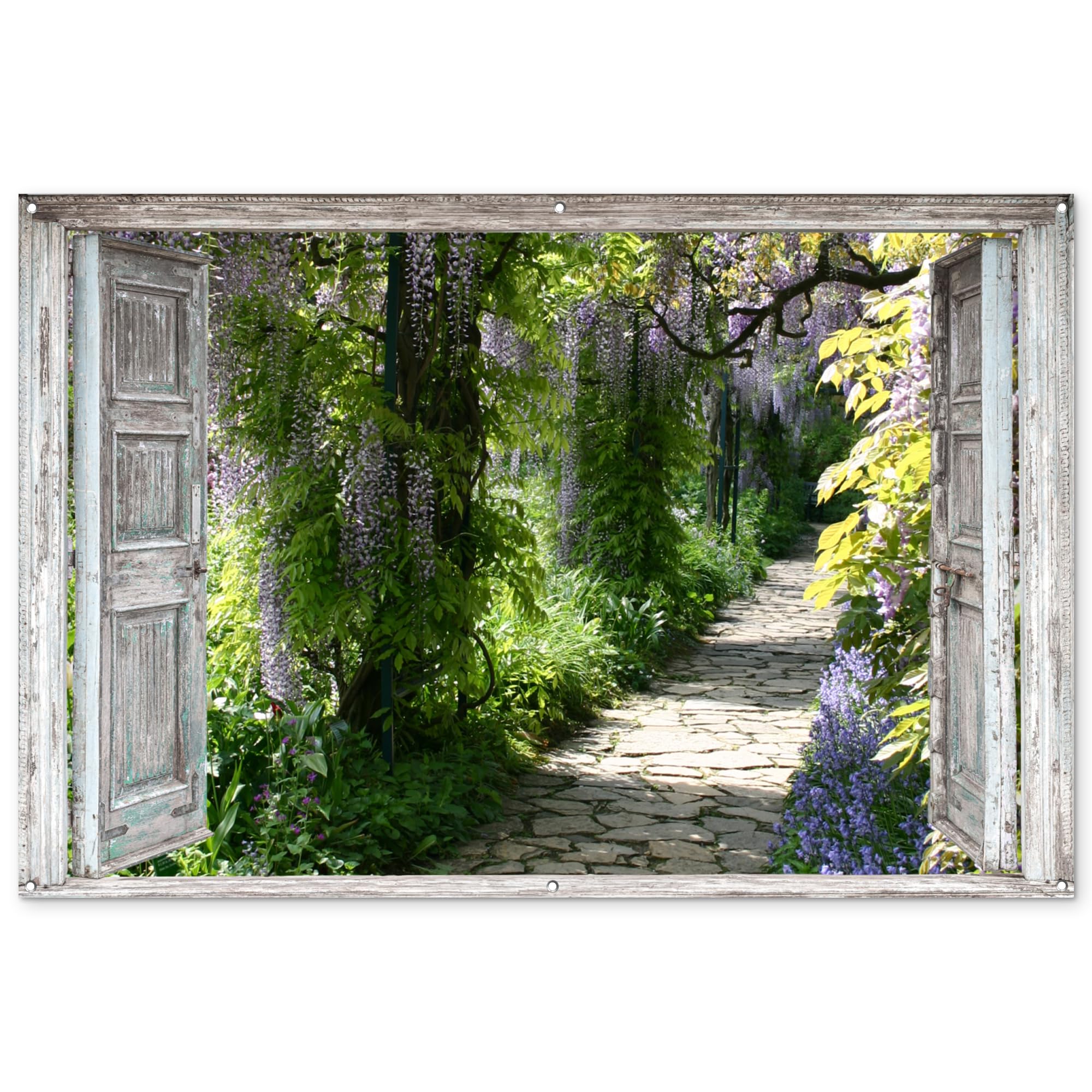 MuchoWow© Garden Poster 70"x47" / 180x120 cm Outdoor Wall Decor Art Posters Decorations For Gardens Balcony Accessories Outside Decoration Vista - Forest - Stones - Spring — image 1