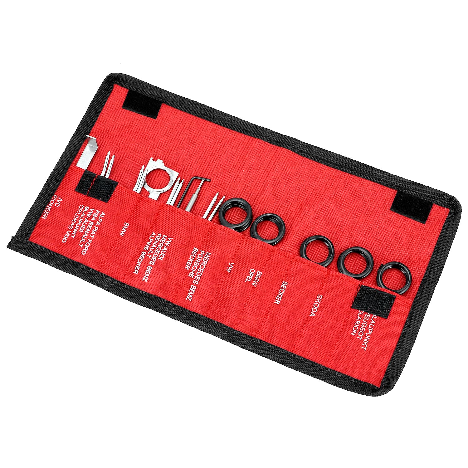 QWORK Radio Removal Tool Kit, 20 Pcs Ergonomic Stereo CD Player Removal Key Set for Most Cars and Trucks, Steel