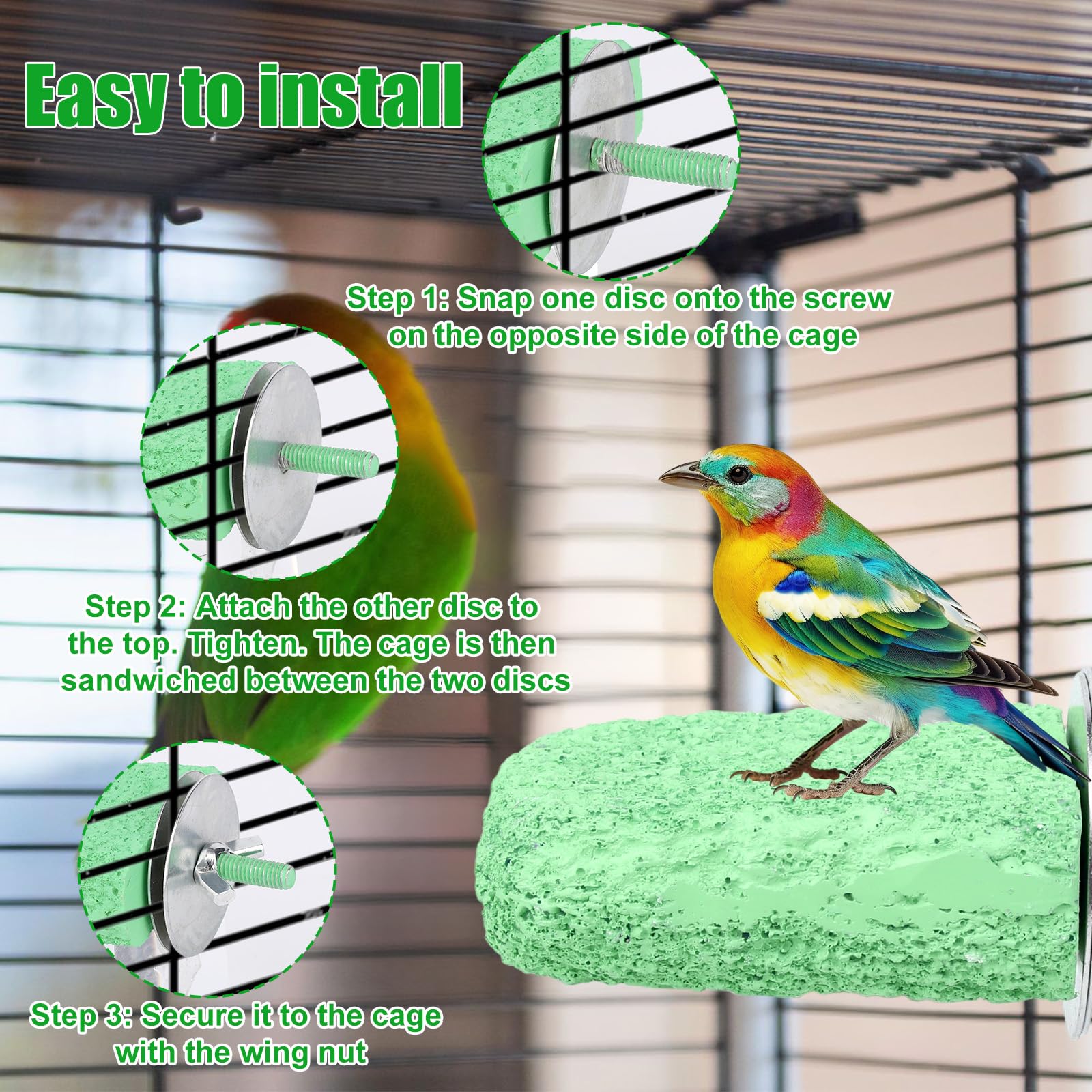 2pcs Anti-Slip Bird Beak Grinding Stones, Washable Resin Bird Beak Trimmer & Nail Filing Stand Platform Cage Accessories for Parrots Budgies Cockatiels Parakeets - image 5