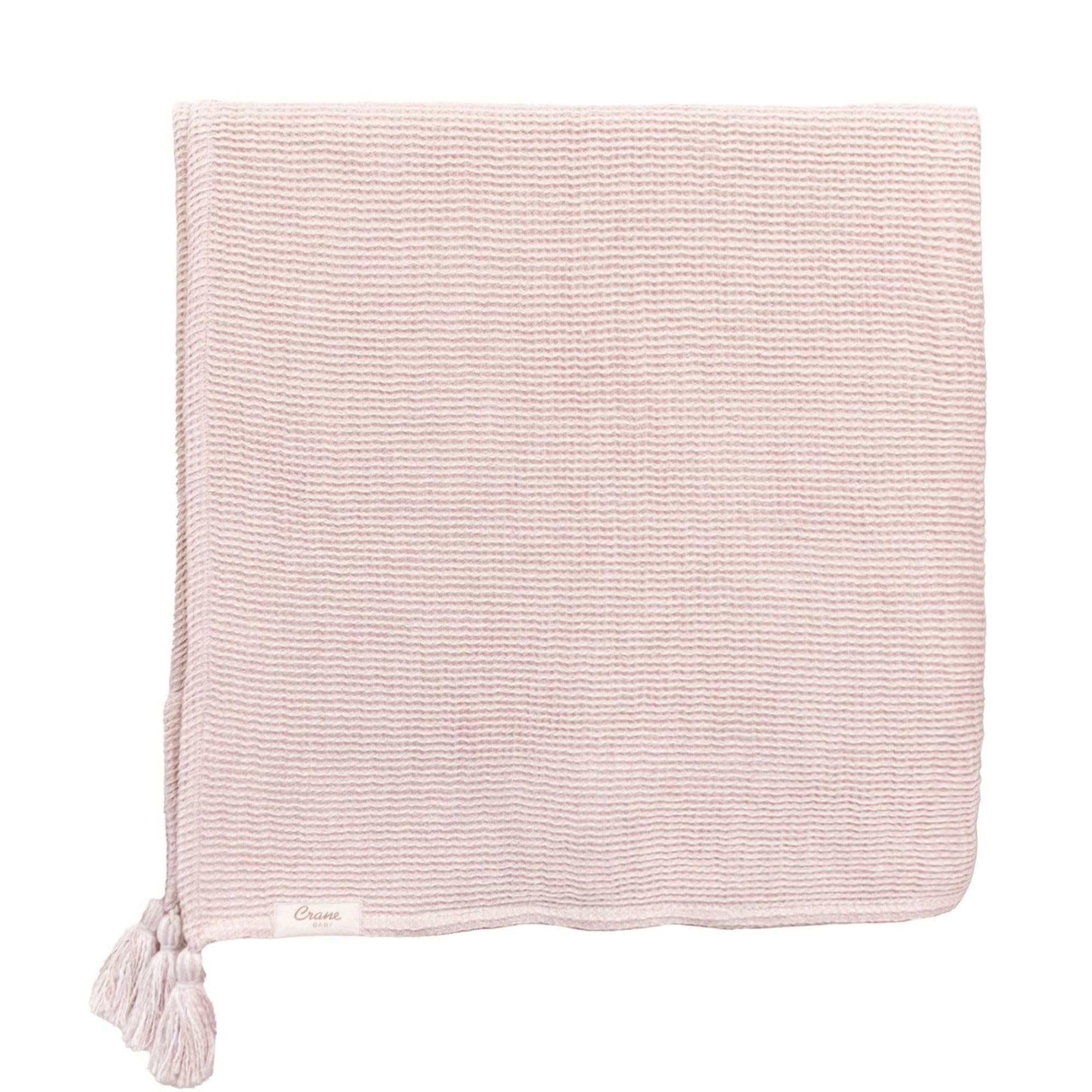 Crane Baby Dusty Rose Luxe Blanket, Soft Cotton Nursery and Stroller Blanket, Cotton and Cashmere, 36" x 36"