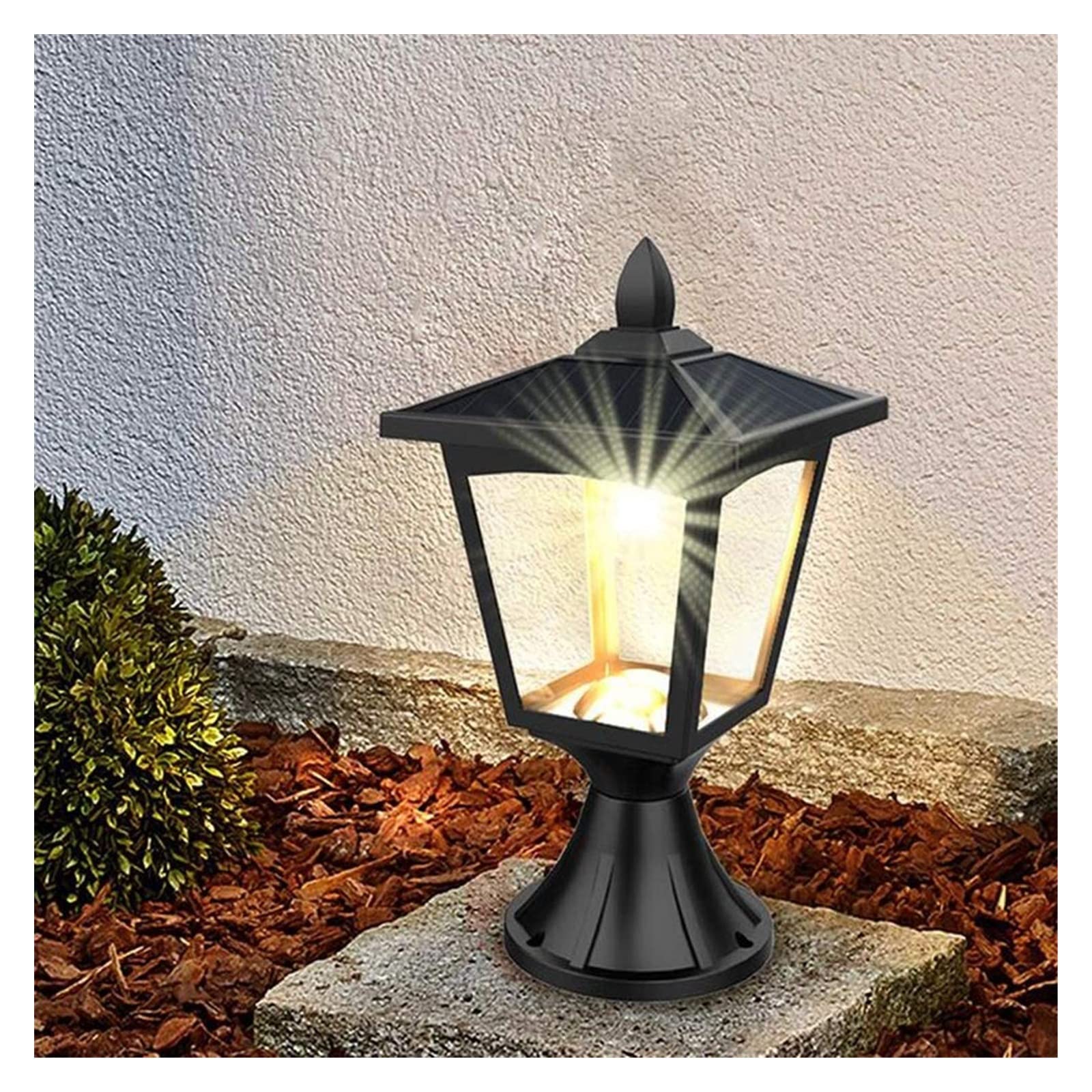 Lampada da cortile Luci a colonna solare Luce pressofusa per esterni Lampada da palo in alluminio impermeabile Luci da patio per villa Illuminazione da giardino Decorazione Evidenziare Lampada da