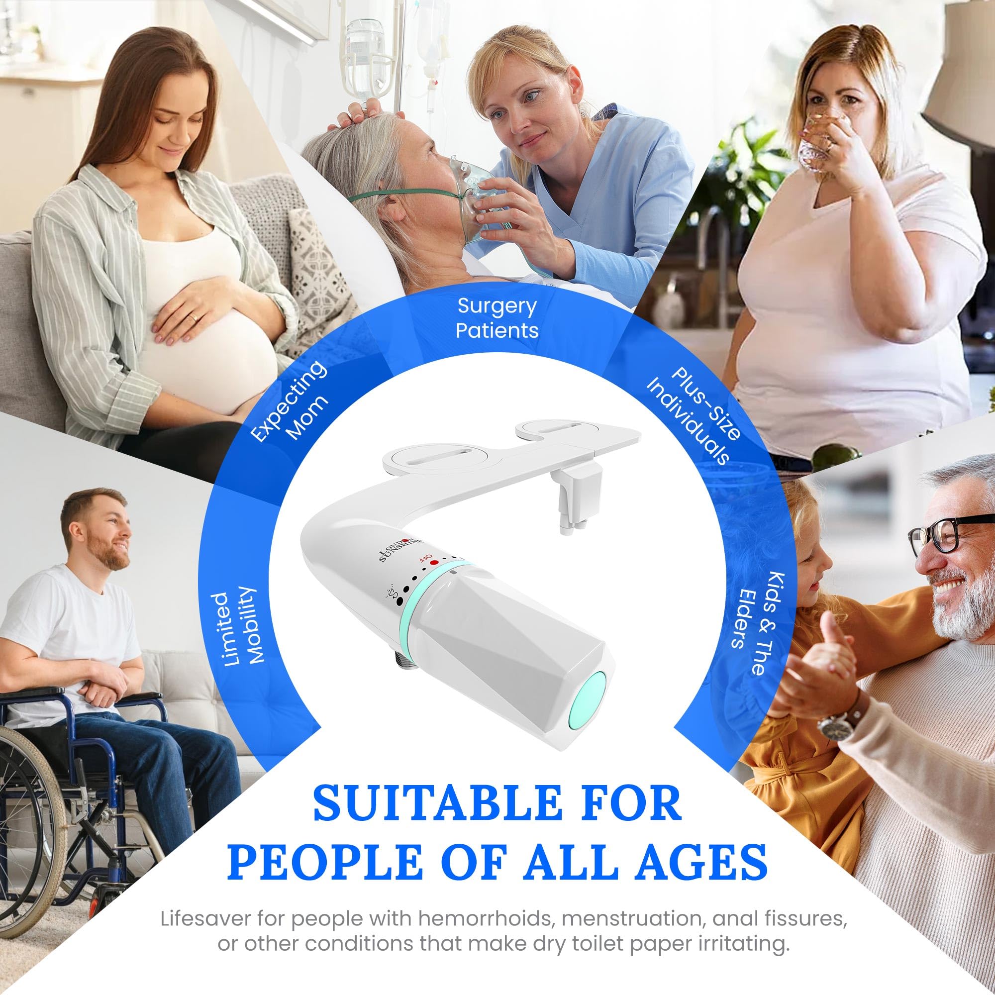 Ultra-Slim Dual-Nozzle Bidet Attachment - Adjustable Cold Water Pressure Stainless Steel Hygiene Upgrade Non-Electric Bidet Fluorescent White Fluorescent — view 7