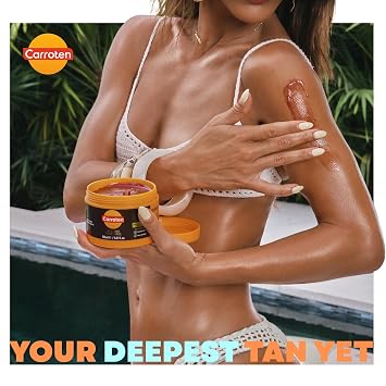 Carroten Intensive Tanning Gel | Browning Tan Accelerator | Non-Greasy, Water-Resistant with Carrot and Coconut Oil | Vitamin A & E For Moisture & Hydration | Made in Greece | 5 oz + Spatula