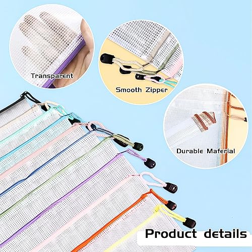 Miniatura 3 de 90 bolsas de malla con cremallera a granel, bolsa de plástico impermeable para documentos, bolsas de almacenamiento de archivos con cremallera para