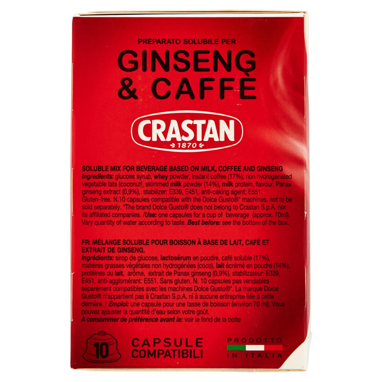 60x Crastan caffè Ginseng & Coffee Dolce e Gusto Espresso Coffee Pads